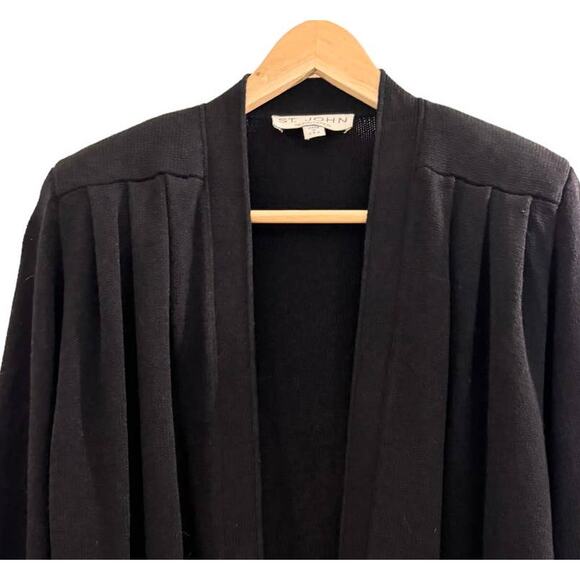 VTG Black St John Separates Open Longline Cardigan Santana Knit Small - Picture 5 of 11